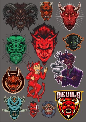 Collection of Devil and Demon Vector Illustrations Free Vector