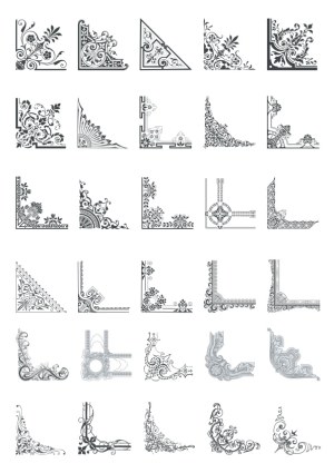 Decorative Ornate Corner Floral Vector Designs Collection Free Vector