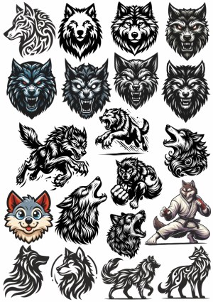 Collection of Wild Wolf and Wolf-themed Vector Logos and Illustrations Free Vector