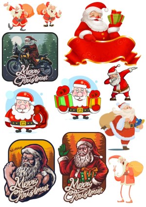 Collection of Various Santa Claus Christmas Vector Illustrations Free Vector