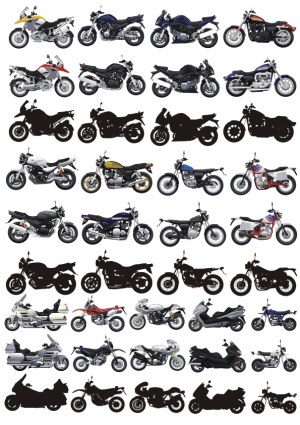 Collection of Motorcycle Vector Illustrations and Silhouettes Free Vector