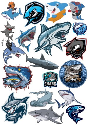 Collection of Shark Vector Illustrations and Mascot Logos Free Vector