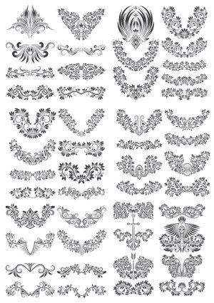 Decorative Vintage Floral Ornaments Collection Free Vector