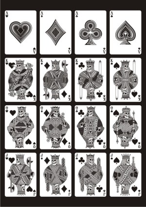 Black and White Skull-Themed Playing Cards Vector Set Free Vector