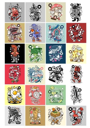 Cartoon Characters of Food, Sports, and Objects with Human Features Free Vector