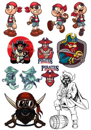 Pirate Character and Logo Vector Collection Free Vector