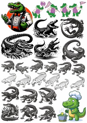 Alligator and Crocodile Vector Illustrations and Mascots Set Free Vector