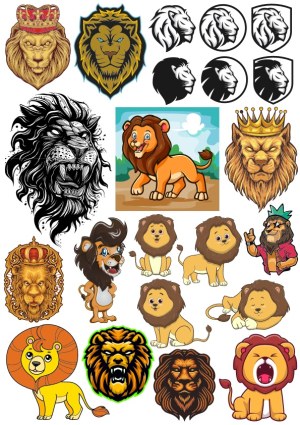 Collection of Diverse Lion Illustrations and Logos Free Vector
