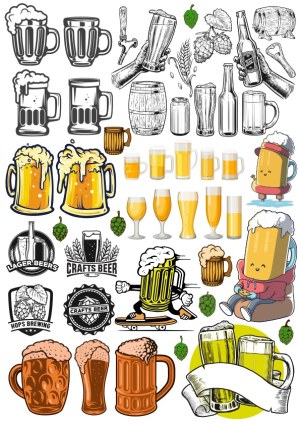 Beer and Brewing Vector Illustrations Collection Free Vector