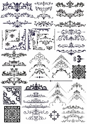 Collection of Ornate Vintage Floral Corner Decorations and Dividers Free Vector