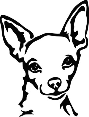 Chihuahua Dog Face Black and White Vector Free Vector