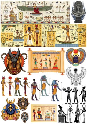 Detailed Egyptian Mythology and Hieroglyphic Vector Set Free Vector