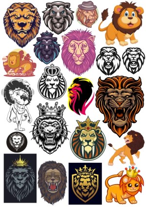Collection of Colorful and Stylized Lion Faces and Mascots Free Vector