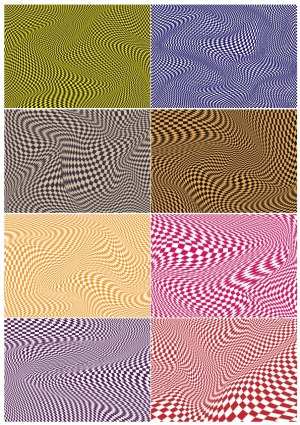 Set of Eight Colorful Wavy Checkerboard Patterns Free Vector