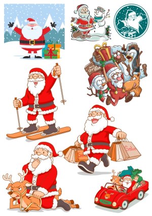 Christmas Santa Claus and Festive Characters Vector Collection Free Vector