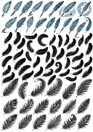 Collection of Decorative Ink Pen Nibs and Feather Quill Illustrations Free Vector