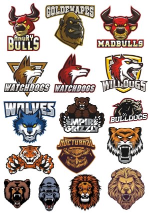 Set of Aggressive Animal Mascot Logos for Sports Teams Free Vector