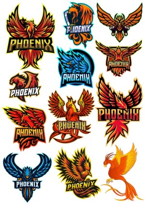 Phoenix Bird Mascot Logos Collection Free Vector