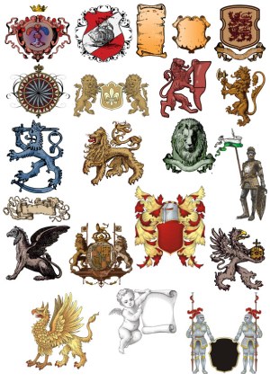 Medieval and Heraldic Vector Elements Collection Free Vector