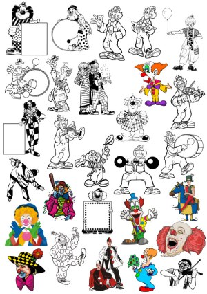 Collection of Various Cartoon Clown Vector Illustrations Free Vector