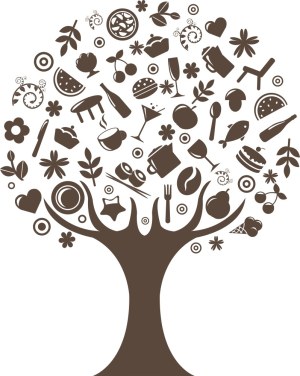 Tree of Food and Drink Icons Free Vector
