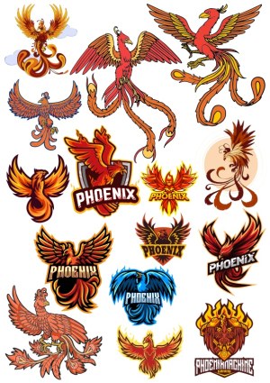 Collection of Phoenix Bird Vector Illustrations and Logos Free Vector