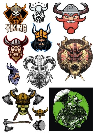 Viking and Norse Warrior Vector Icons and Illustrations Free Vector