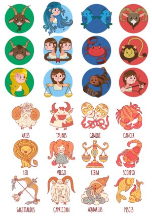 Colorful Zodiac Horoscope Signs in Cartoon Style Free Vector