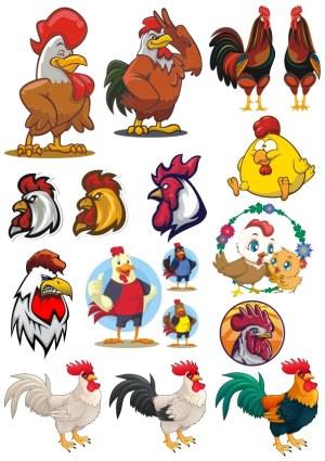 Collection of Colorful Cartoon Rooster and Chicken Vector Illustrations Free Vector