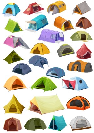 Collection of Various Camping Tents Vector Illustrations Free Vector