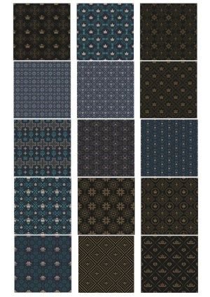 Set of Royal Crown and Fleur-de-Lis Luxury Seamless Patterns Free Vector