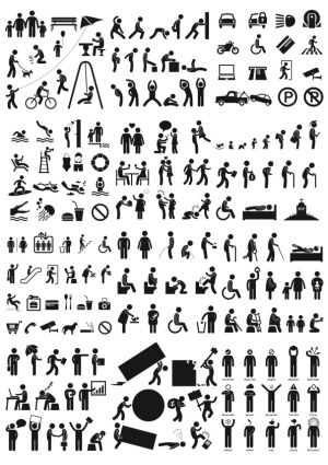 Collection of Black Human Pictogram Icons Free Vector