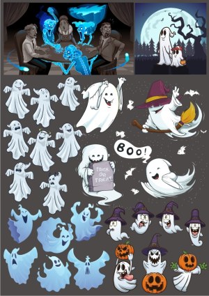 Halloween Ghost and Spirit Characters Vector Pack Free Vector