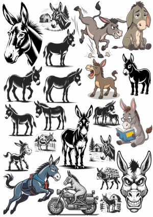 Collection of Donkey Illustrations and Cartoons Free Vector