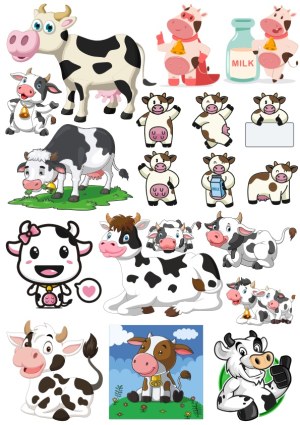 Collection of Cute Cartoon Cow Vector Illustrations Free Vector
