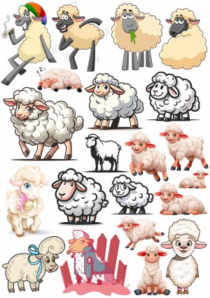 Various Cartoon Sheep and Lambs Vector Collection Free Vector