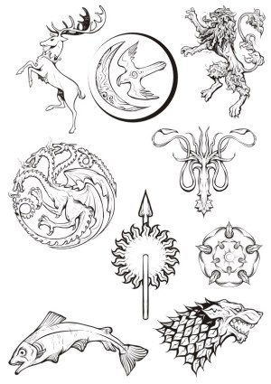 Fantasy Heraldic and Mythical Creature Emblems Vector Set Free Vector