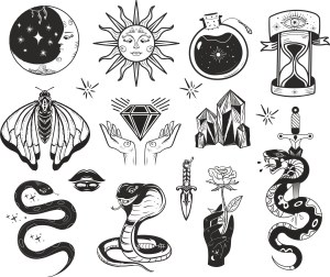 Mystical Symbols Vector Set Free Vector