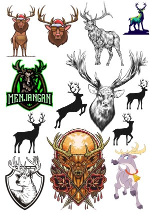 Collection of Deer and Stag Vector Designs in Various Styles Free Vector