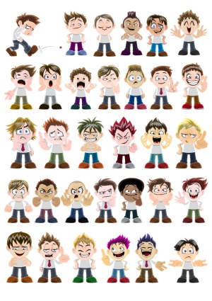 Set of Cartoon Boys Expressions and Gestures Vector Free Vector