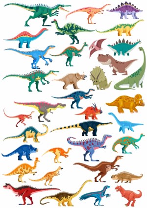 Set of Colorful Cartoon Dinosaur Illustrations Free Vector