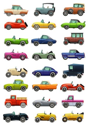 Collection of Colorful Vintage and Classic Car Vectors Free Vector