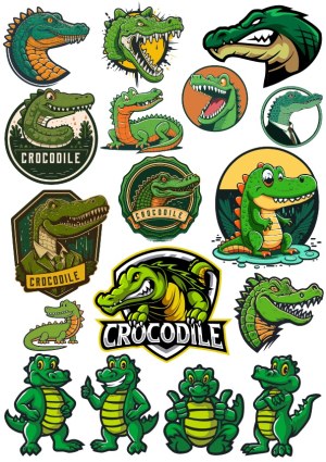 Crocodile Cartoon and Mascot Vector Collection Free Vector