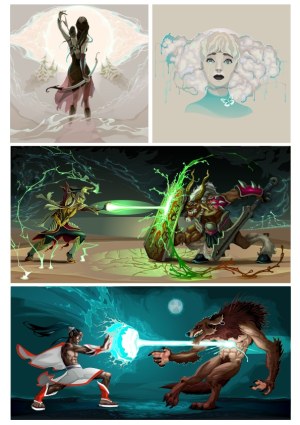 Fantasy Warrior and Mythical Creature Vector Illustrations Free Vector