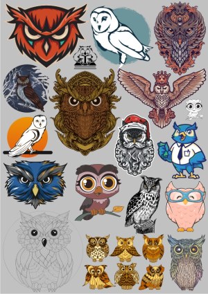 Collection of Diverse Owl Illustrations and Cartoons Free Vector