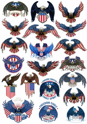 American Eagle Emblems and Patriotic Badges Free Vector