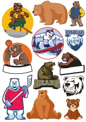 Collection of Bear Mascot and Character Vectors Free Vector