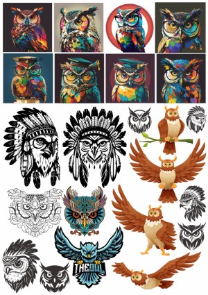 Colorful and Stylized Owl Illustrations and Vector Art Free Vector