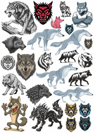 Collection of Various Wolf Illustrations and Mascots Free Vector