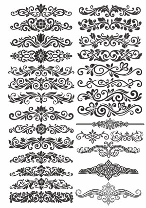 Ornamental Floral Frame Borders and Decorative Swirls Vector Set Free Vector